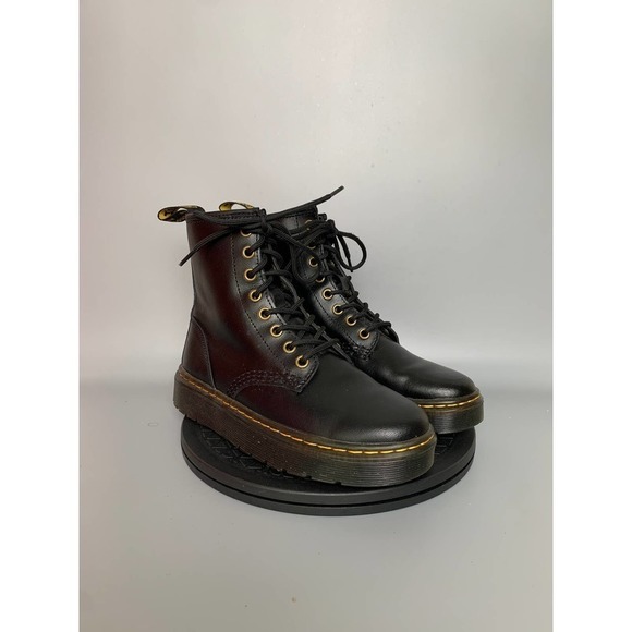Womens Dr. Martens Zavala Leather Combat Boots Size 5 Black - Picture 3 of 6